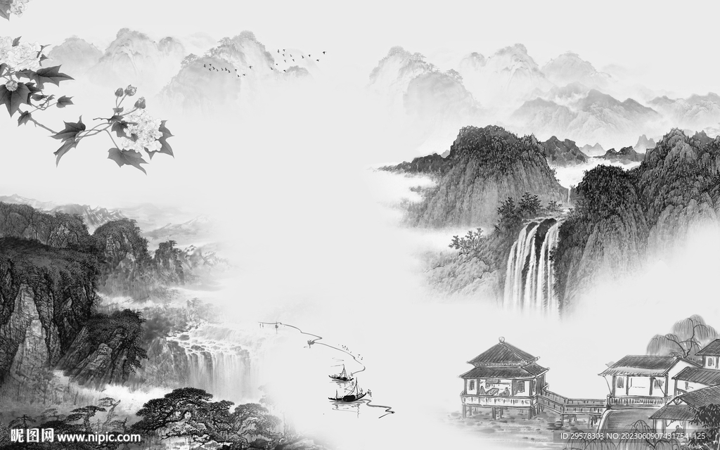 客厅 意境灰色山水 TIf分层