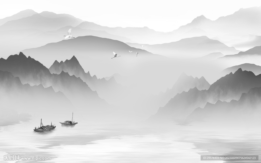 极简 意境灰色山水 TIf分层