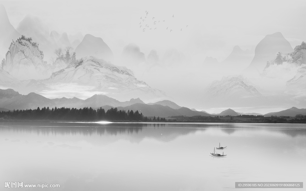 爆款 灰色别墅山水 TIf分层