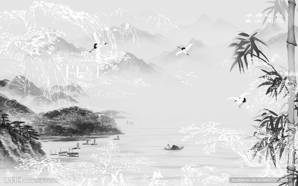 高档 灰色别墅山水 TIf分层