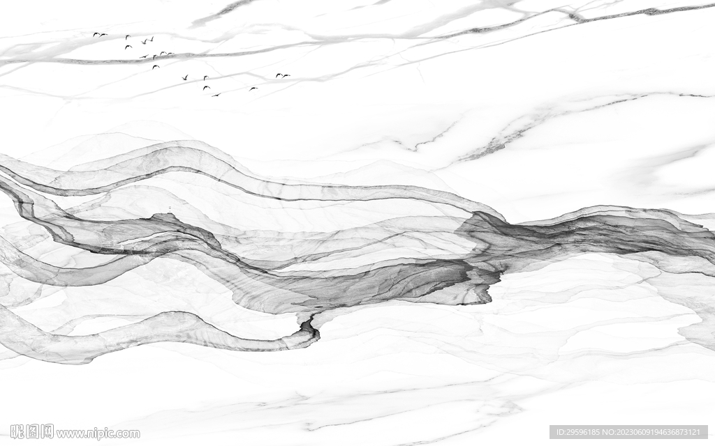线条 灰色高端山水 TIf分层