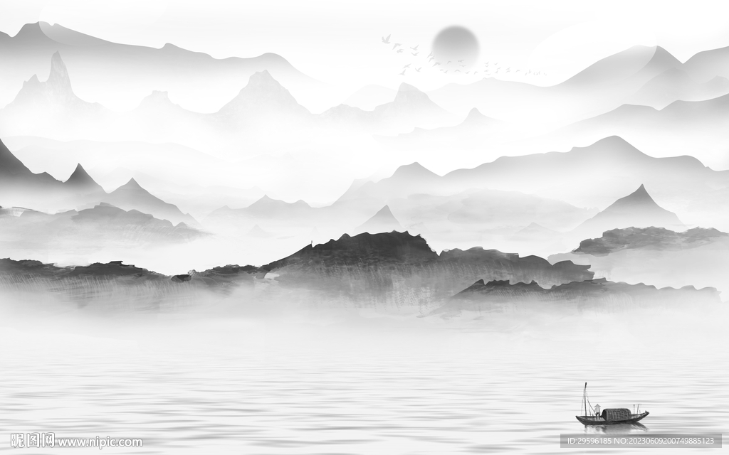 电视 高雅灰色山水 tIf分层