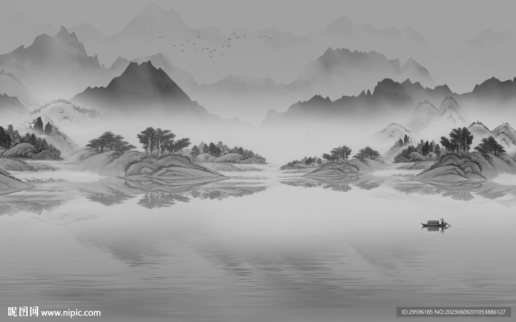 高档 灰色高端山水 TIf分层