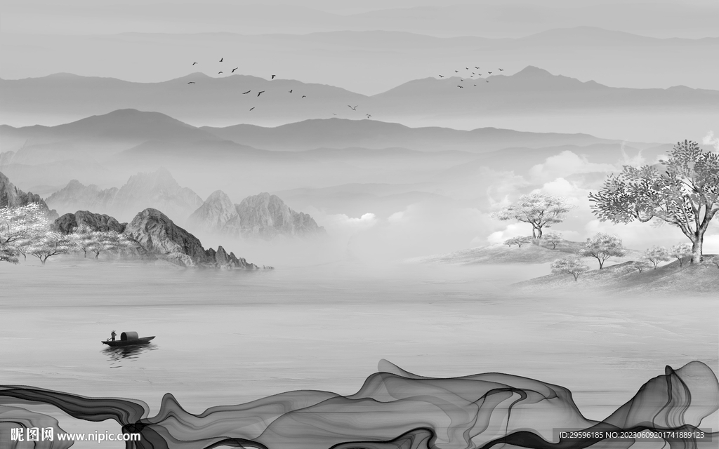 人气 灰色高端山水 TIf分层