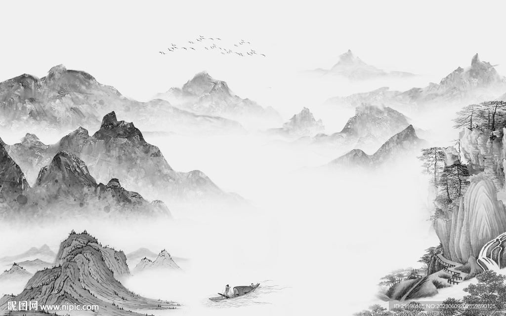 新款 高雅灰色山水 tIf分层