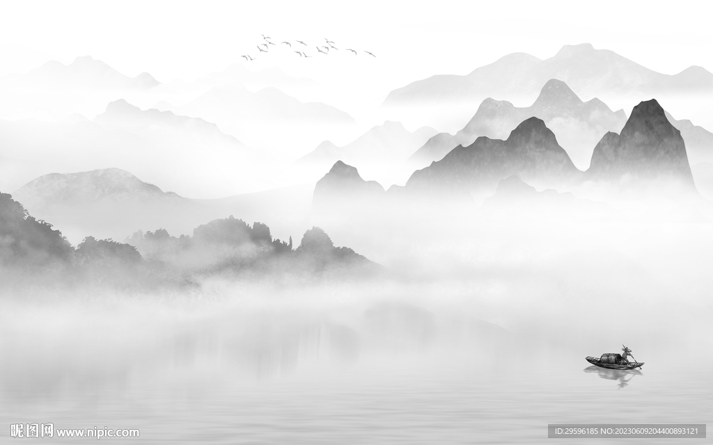 大气 高雅灰色山水 tIf分层