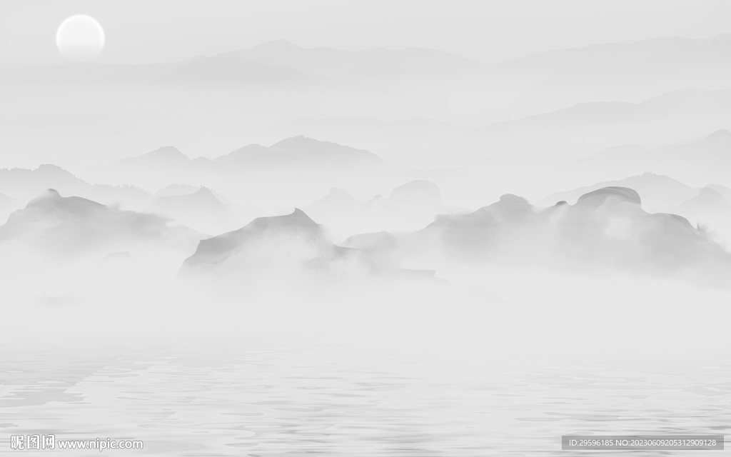 客厅 简奢灰色山水 tIf分层