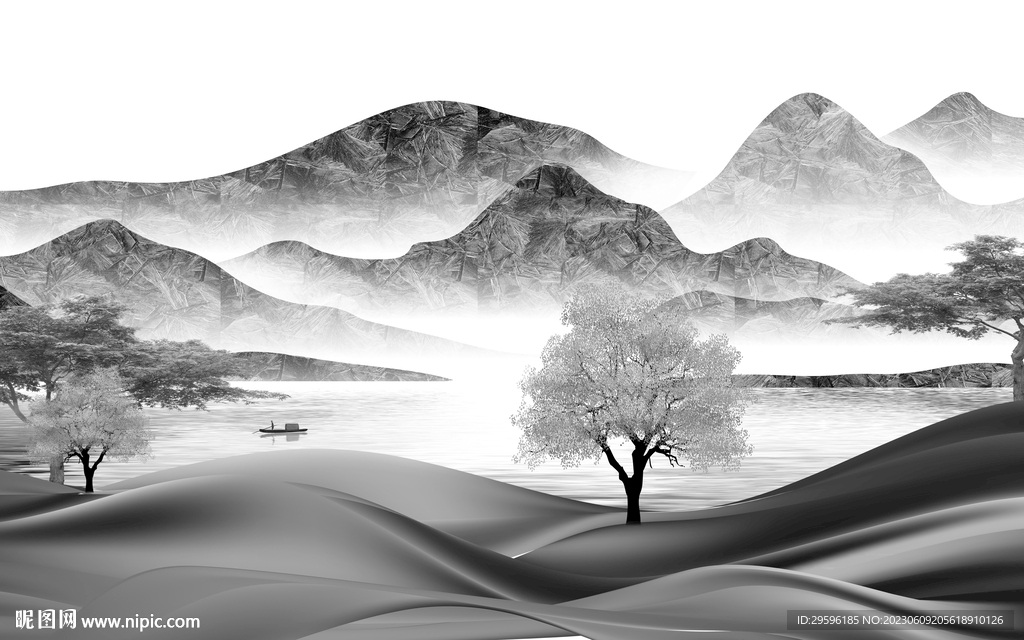 别墅 简奢灰色山水 tIf分层