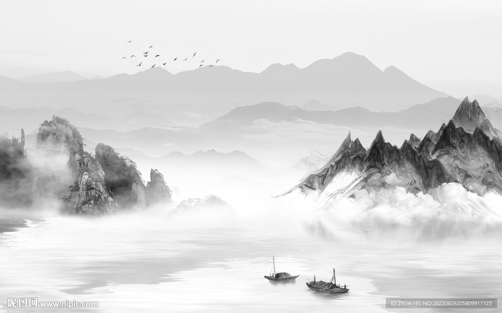 新款 简奢灰色山水 tIf分层