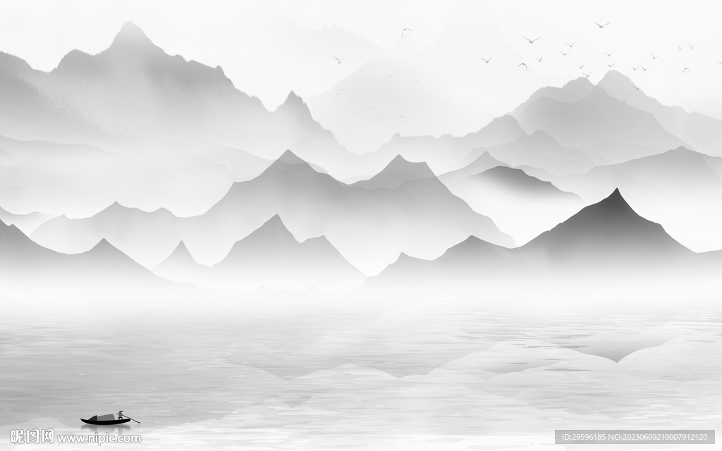 高端 简奢灰色山水 tIf分层