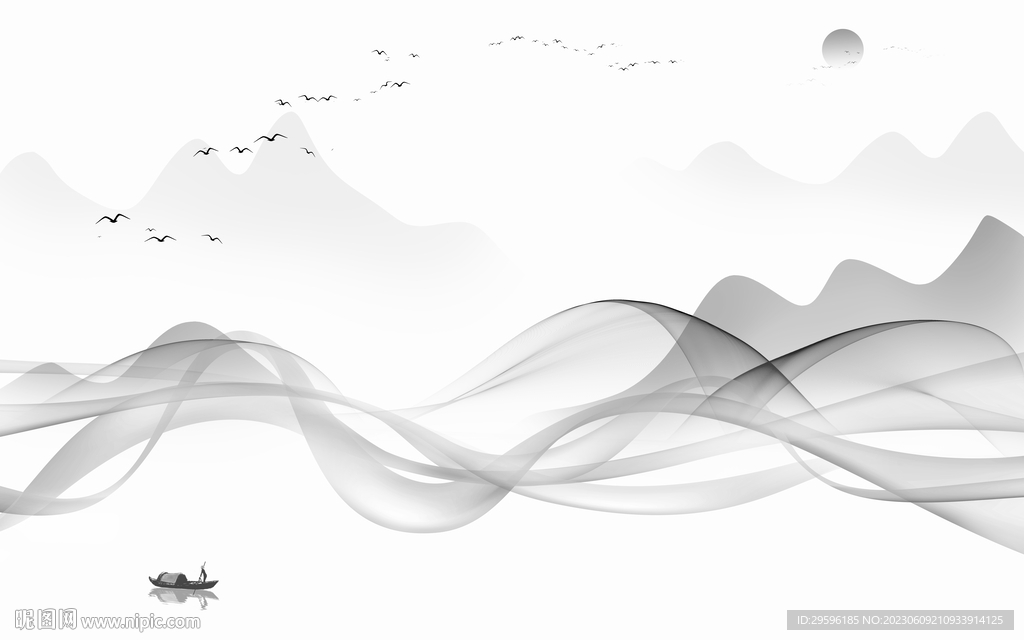 现代 简奢灰色山水 tIf分层