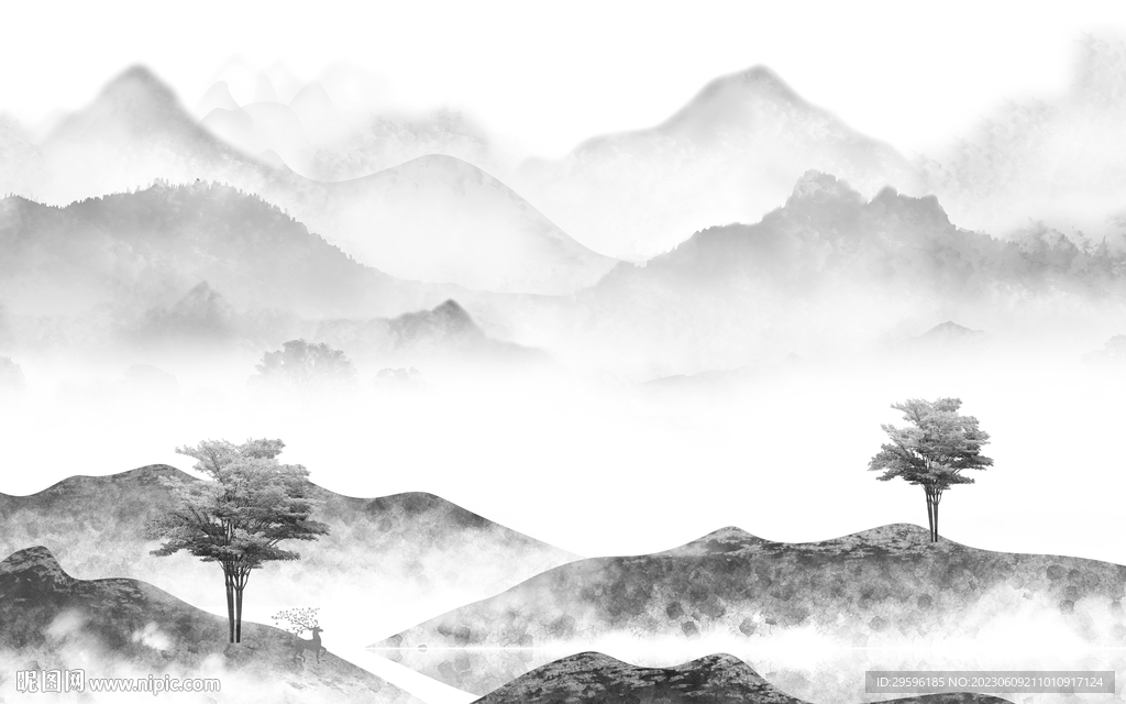 水墨 简奢高档山水 tIf分层