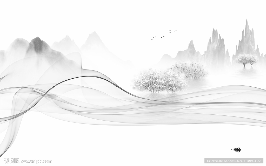 大气 简奢灰色山水 tIf分层