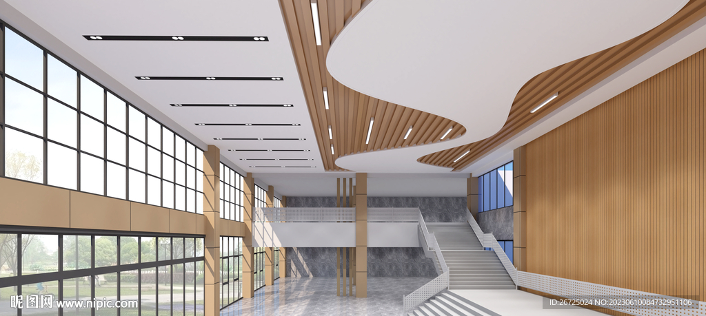 办公楼大厅设计案例效果图