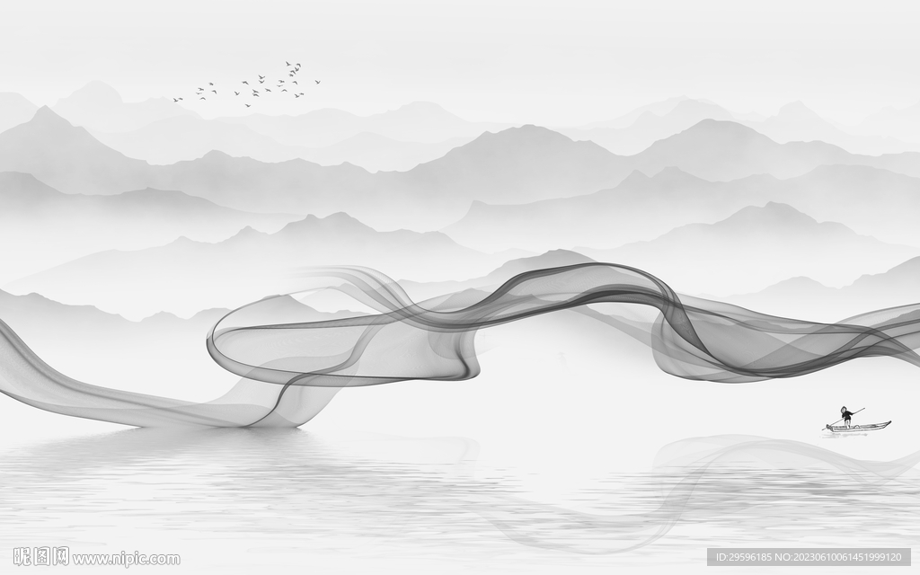 客厅 中式高端山水 tIf分层