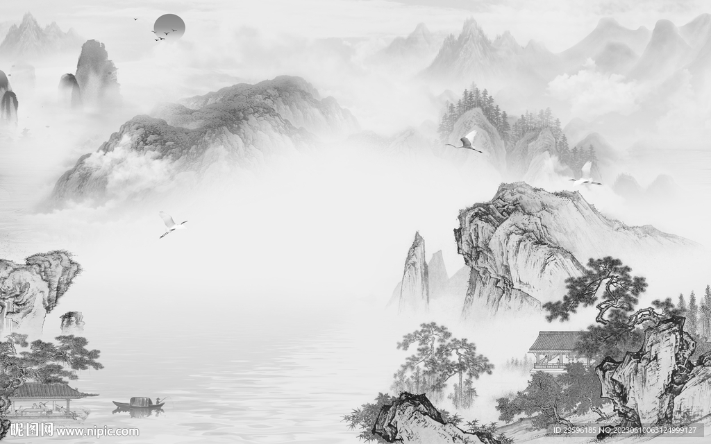 电视 中式高端山水 tIf分层