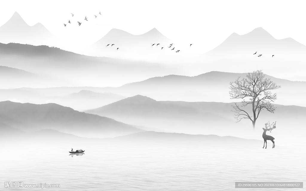 高清 中式高端山水 tIf分层