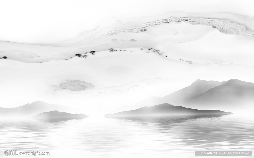 大气 中式客厅山水 tIf分层