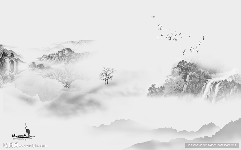 别墅 灰色客厅山水 TIf分层