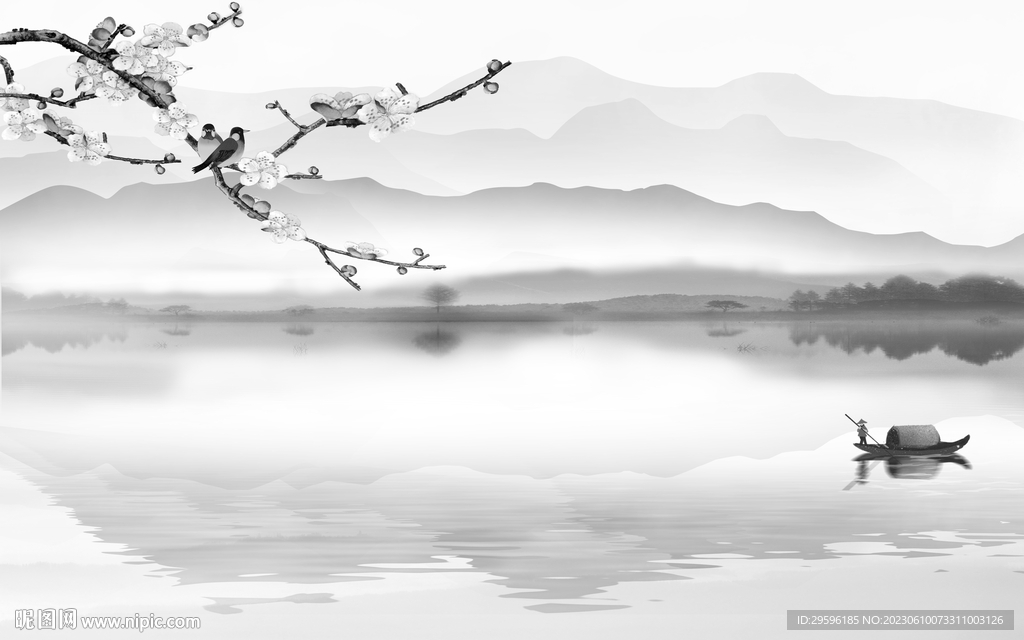 高雅 灰色客厅山水 TIf分层