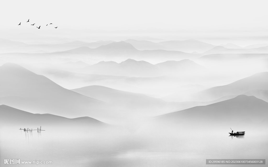 意境 灰色客厅山水 TIf分层