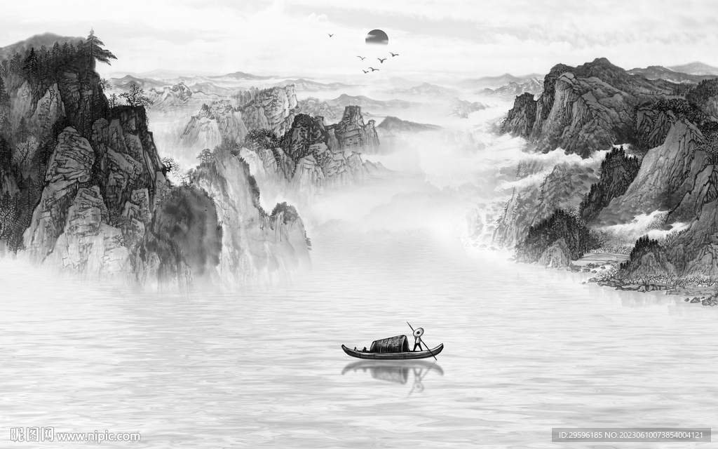 高档 灰色客厅山水 TIf分层