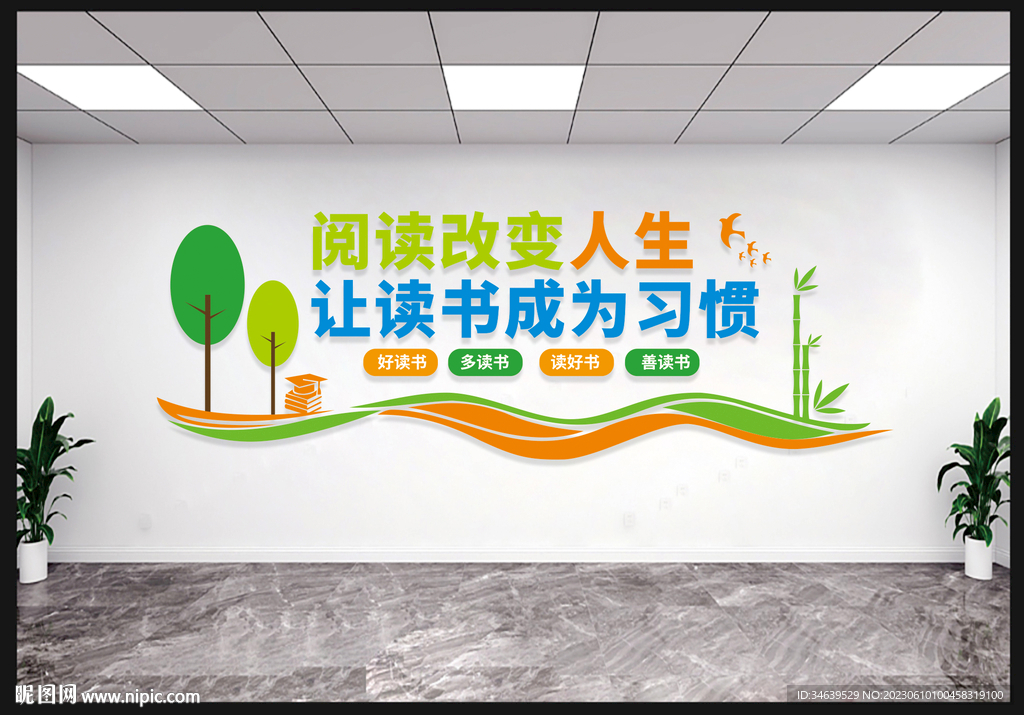 阅读室文化墙图片