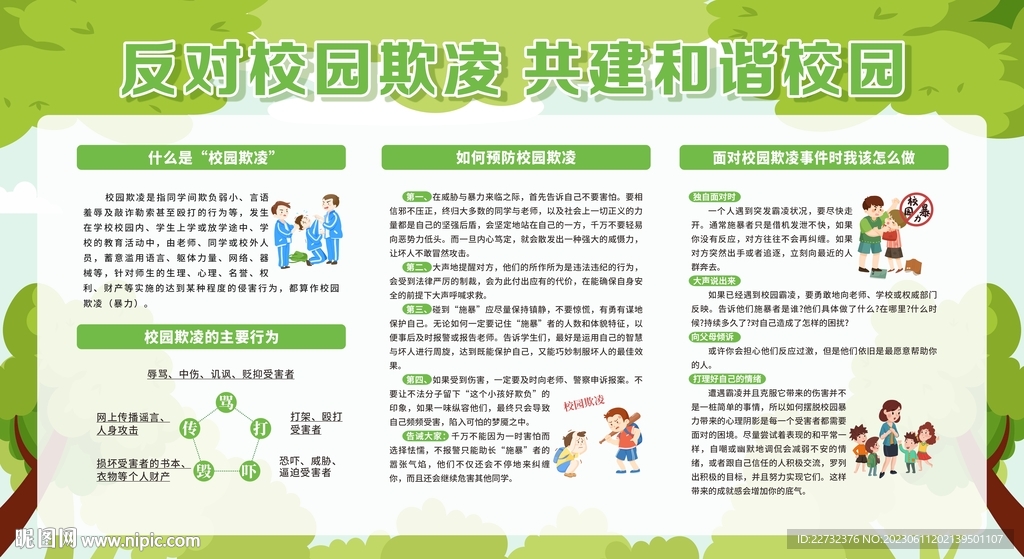 预防校园欺凌展板