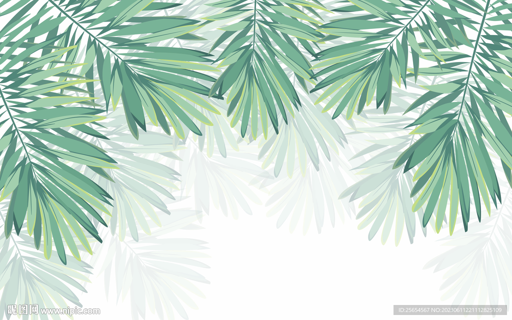 棕榈叶热带植物背景墙