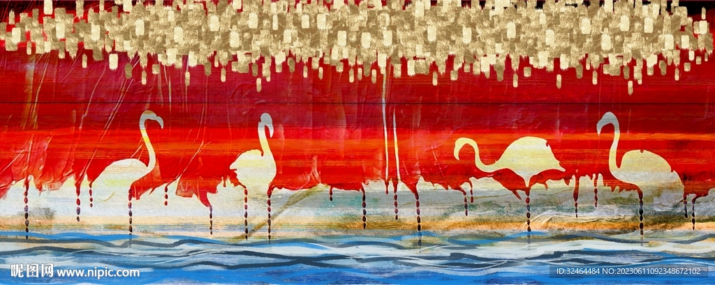 抽象火烈鸟装饰画