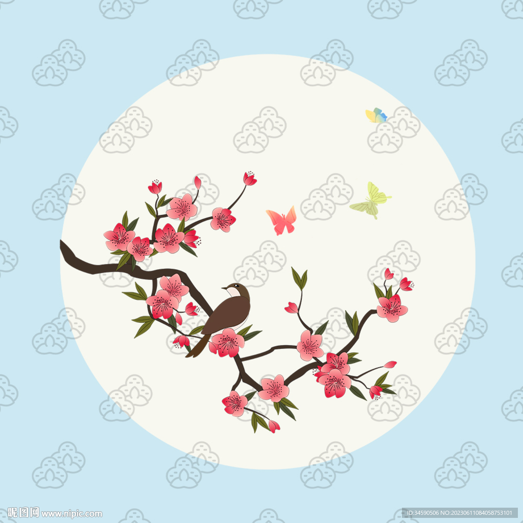 中国风古风花鸟插画