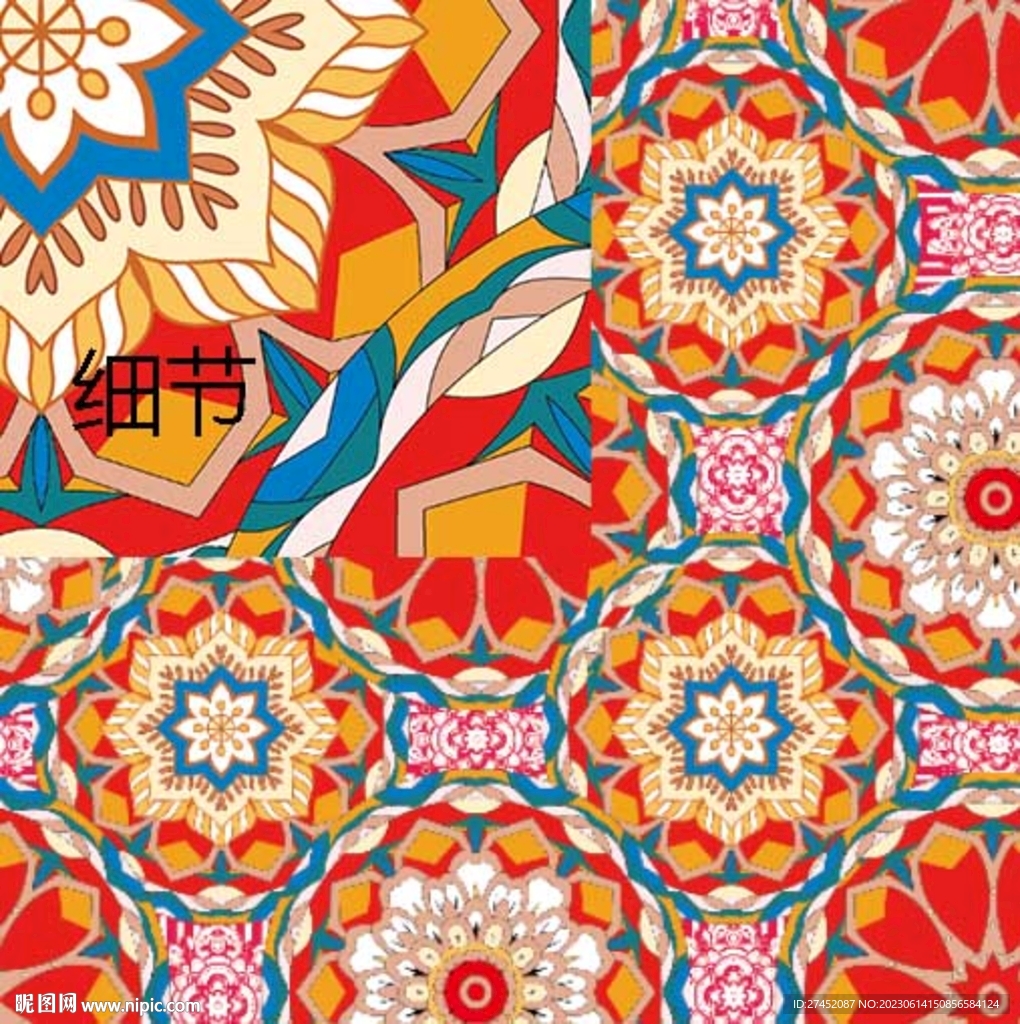 民族风 数码印花 大牌色块