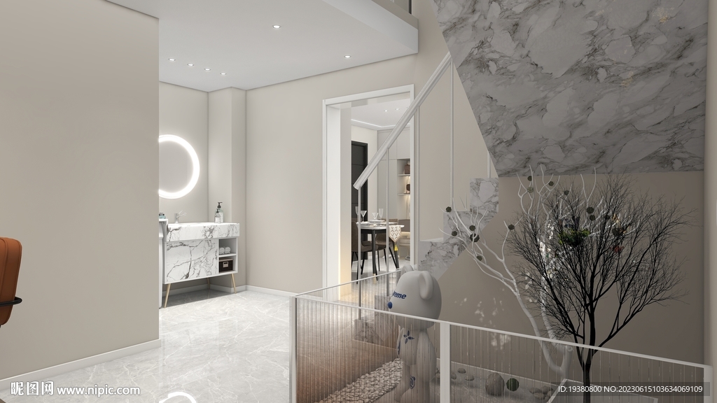 公寓一楼楼梯间效果图