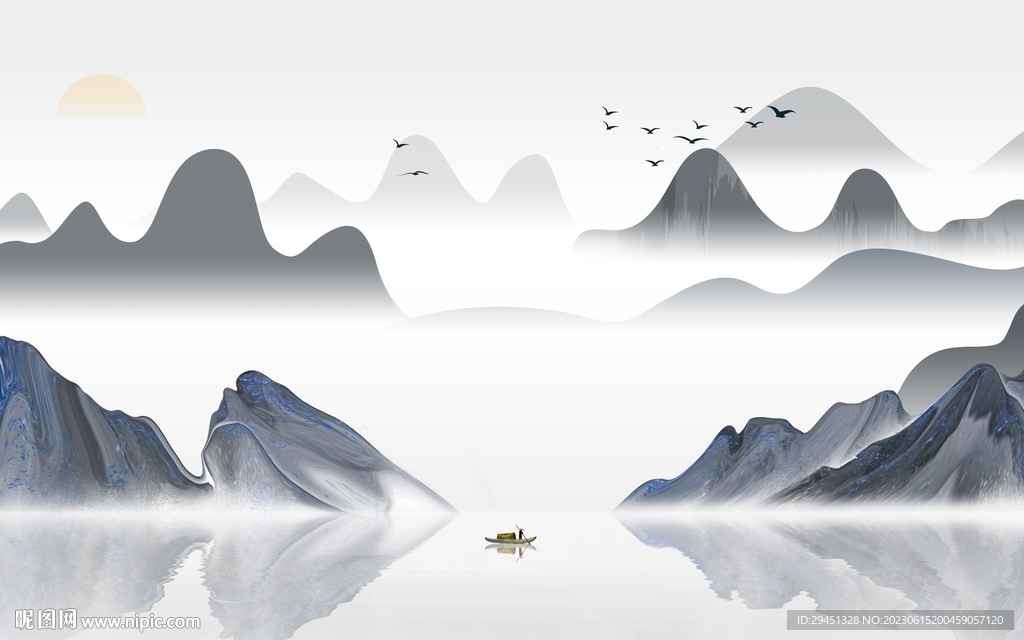 简约 简奢意境山水 Tif分层