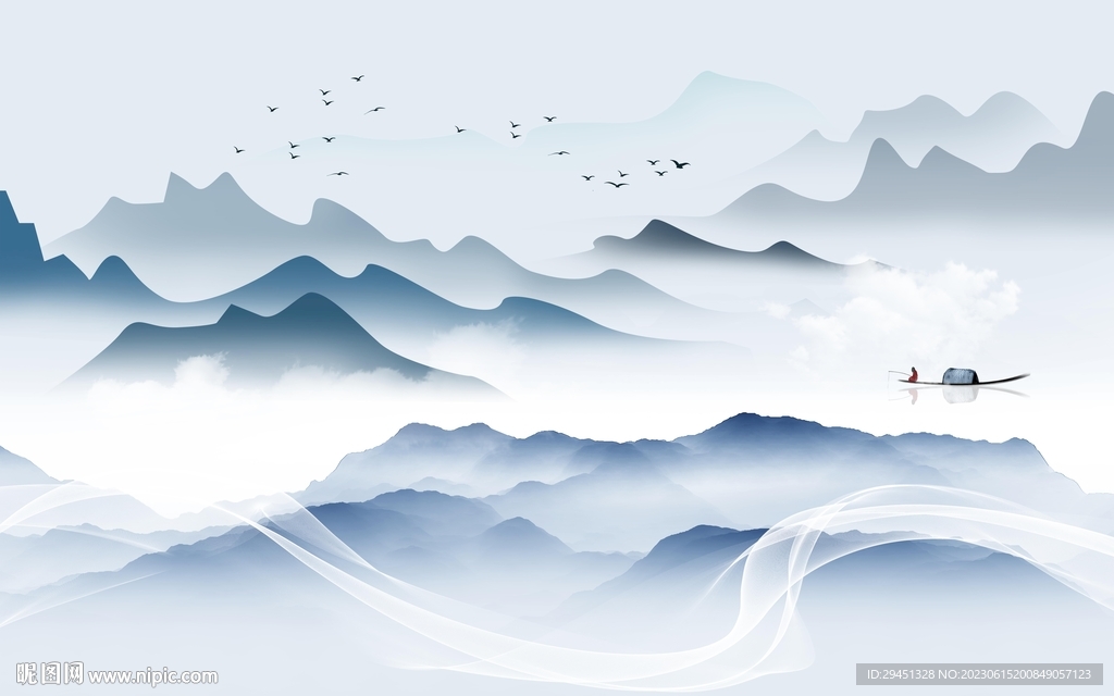 高档 简奢意境山水 Tif分层