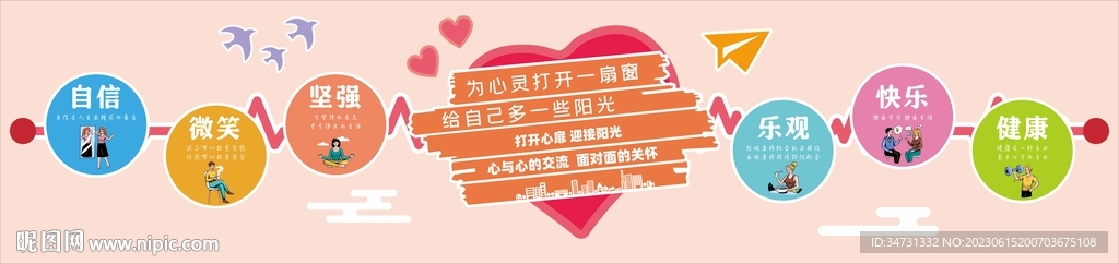 粉色小清新心理背景墙