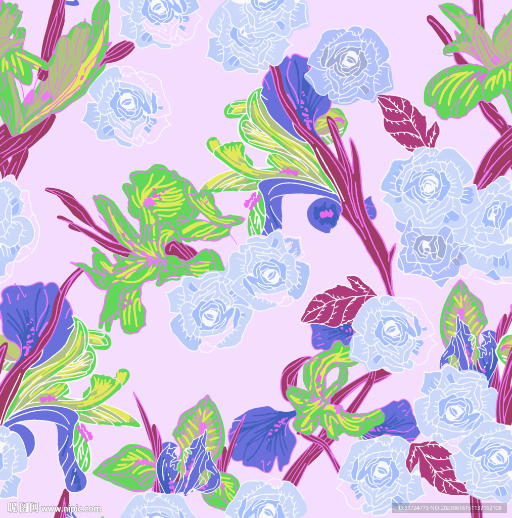 大牌花 线条花  玫瑰