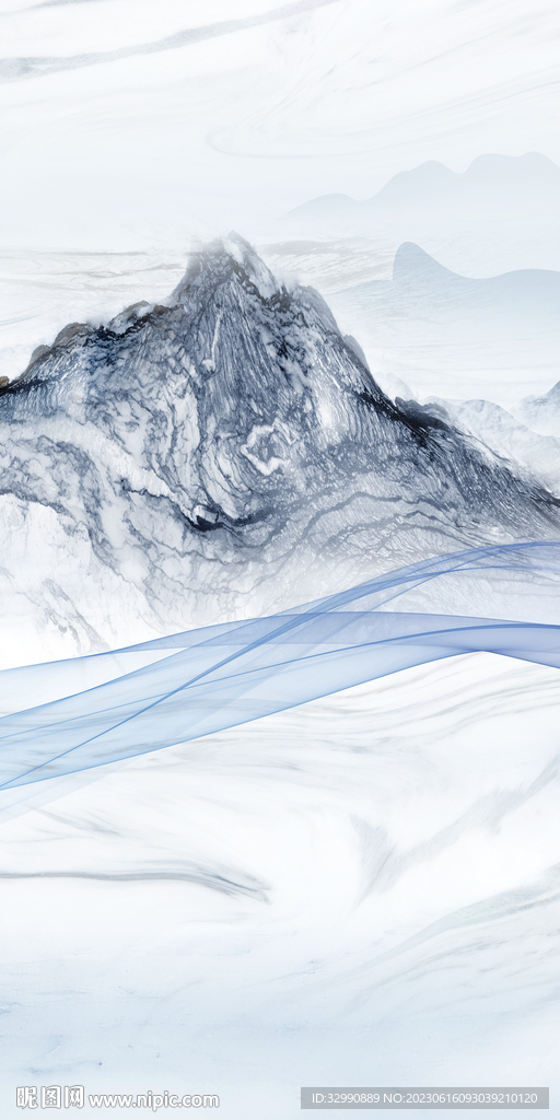 蓝色 简约新玄关画 tiF分层