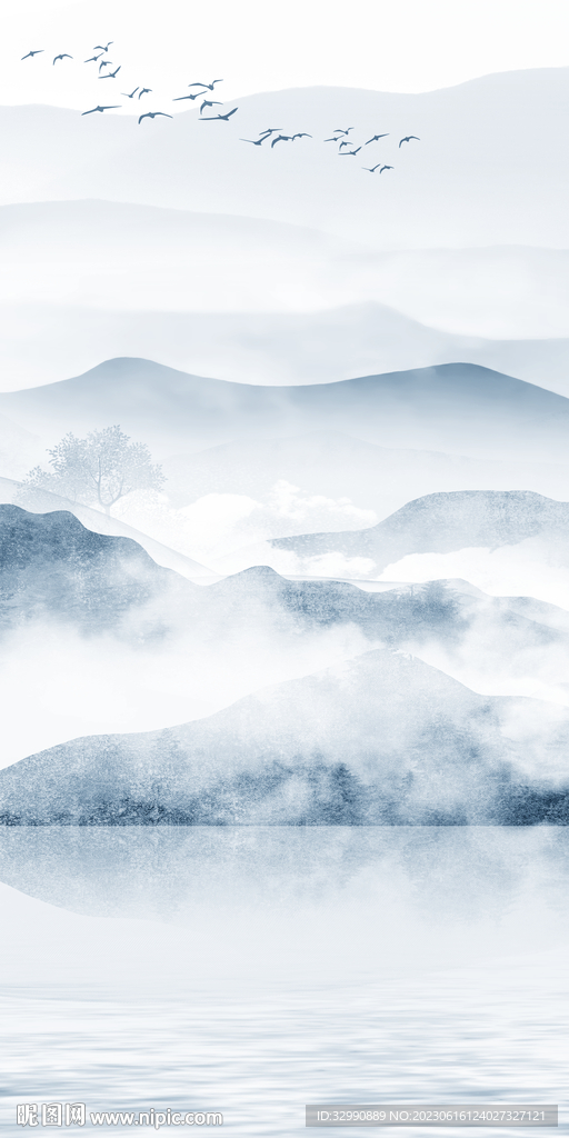 蓝色 简约简意玄关 Tif分层