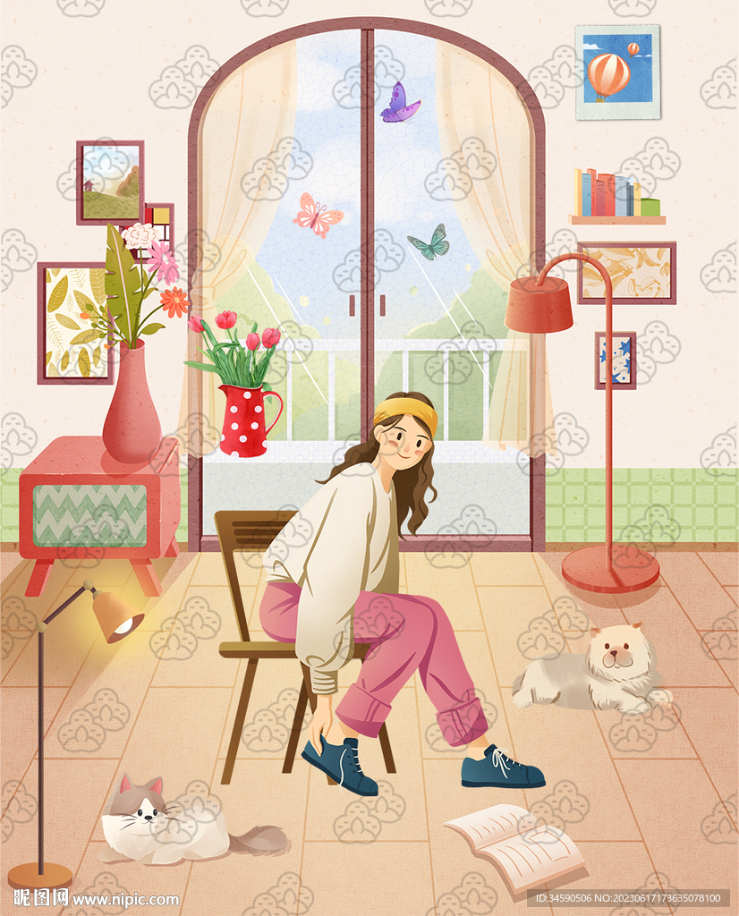 温馨休闲居家室内女孩