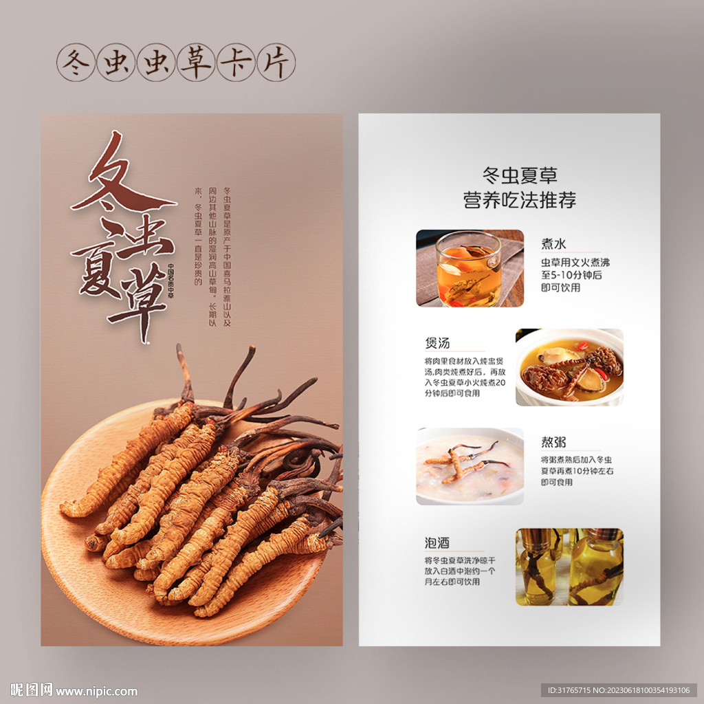 冬虫夏草保健食品食用介绍说明卡