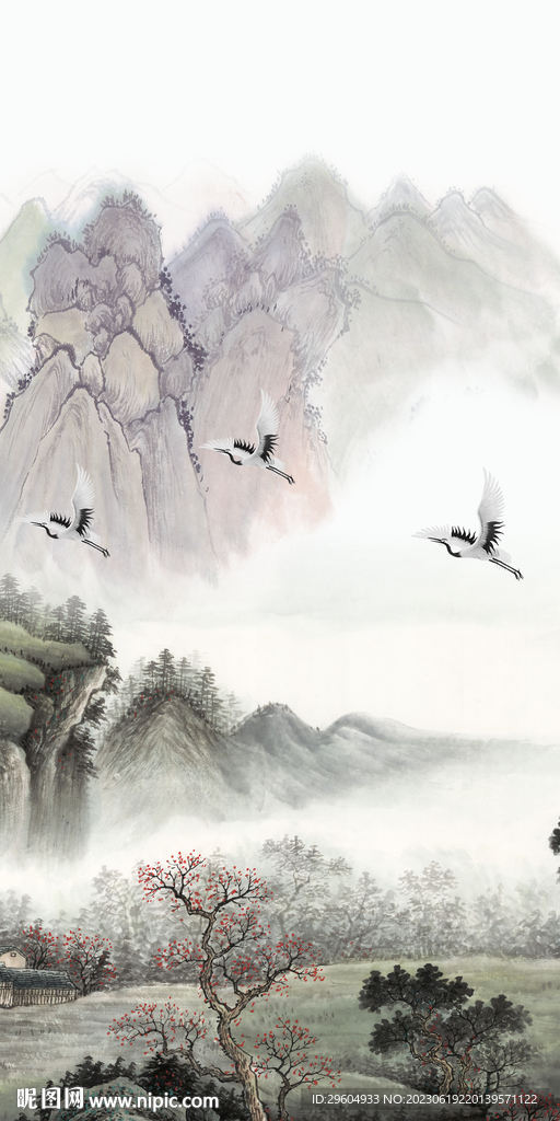 简约 极简中式玄关 Tif分层