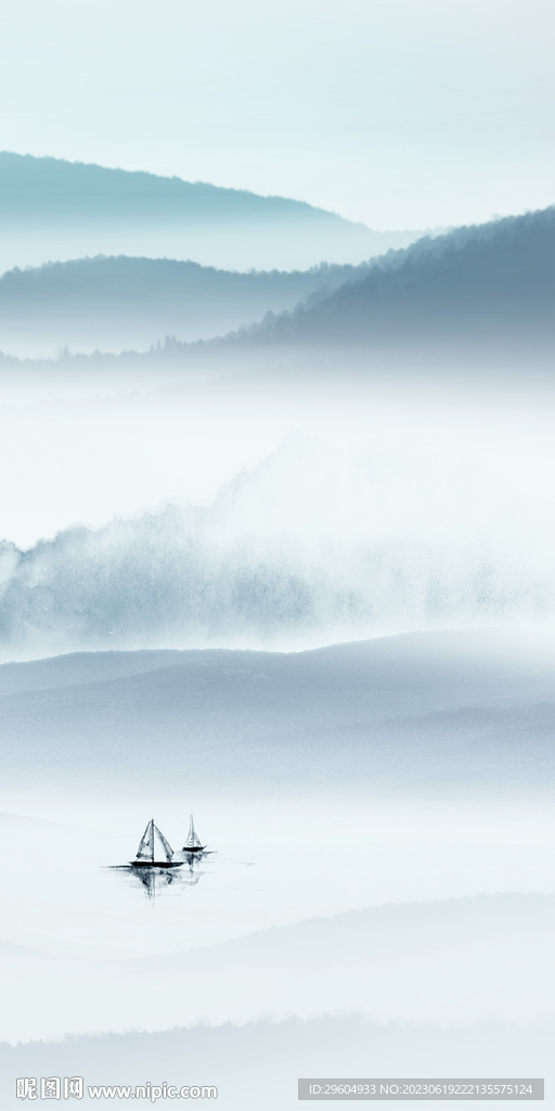 蓝色 中式清晰玄关 Tif分层