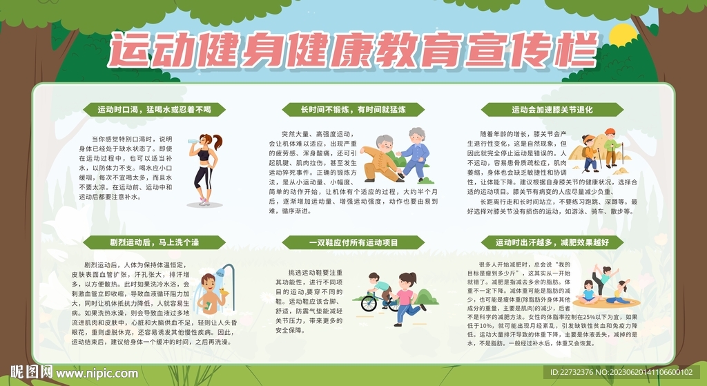 运动健身健康教育宣传栏