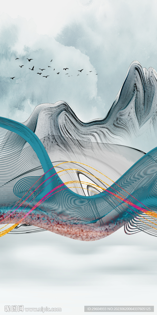 爆款 轻简意境玄关 Tif分层