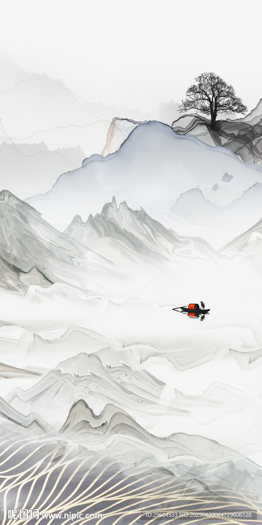 现代 轻简意境玄关 Tif分层