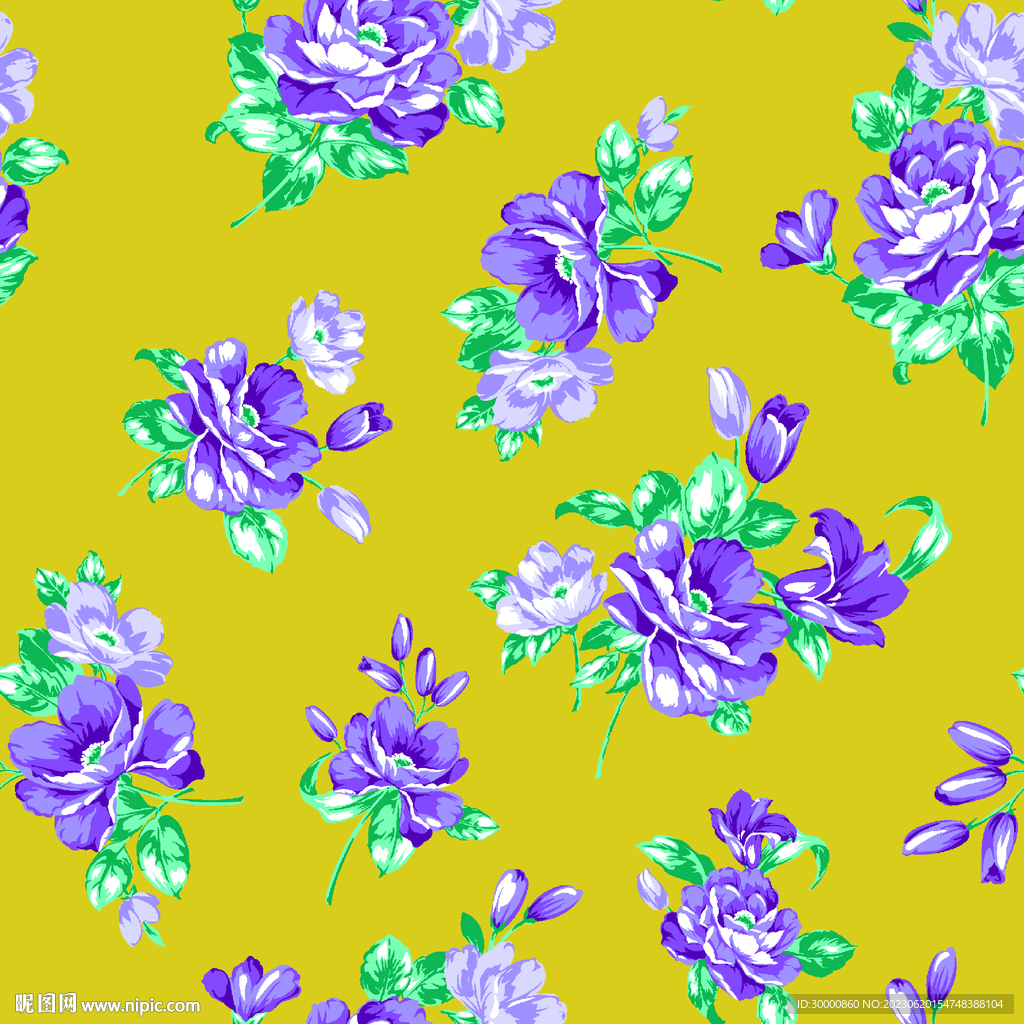 大牌数码印花 玫瑰 叶子花  