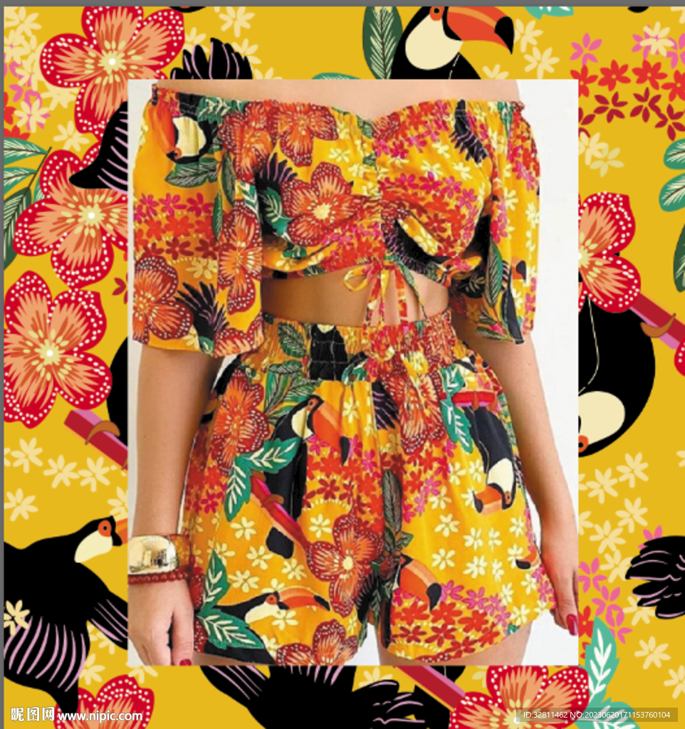 手绘花 线条花 鸟