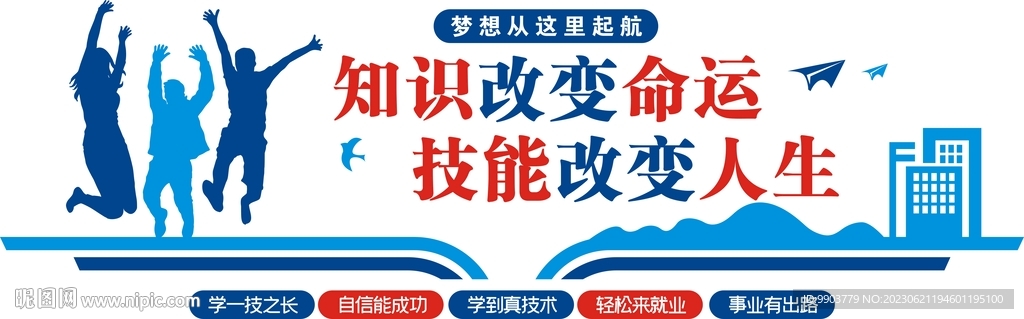 知识改变命运职业教育学校文化墙