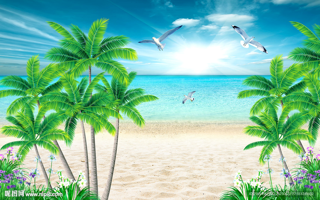 唯美海景背景墙